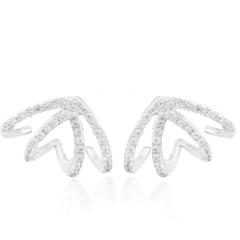 Sterling Silver Cubic Zirconia Jackets Stud Earrings