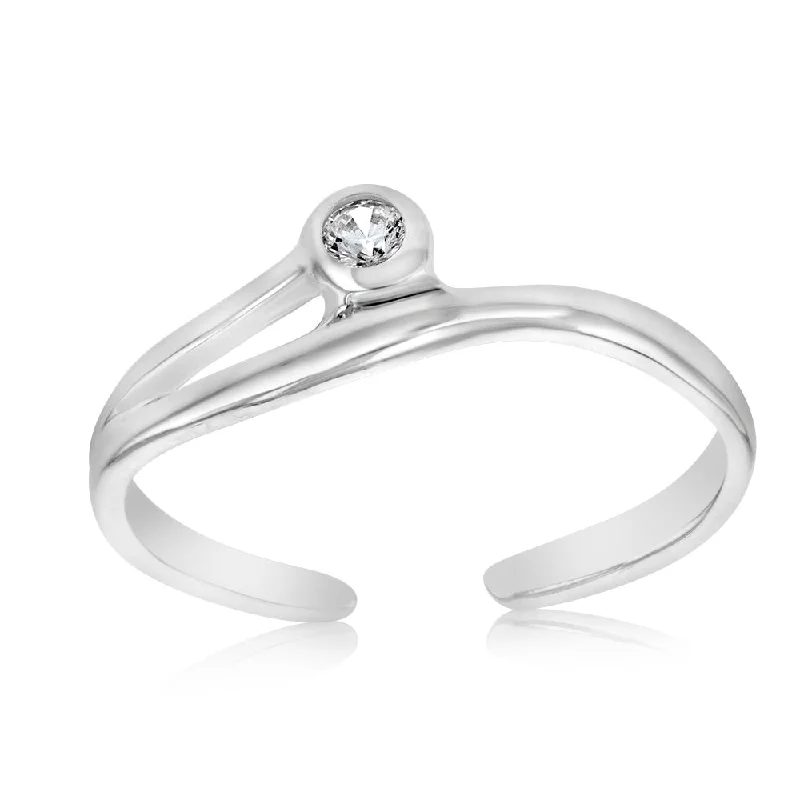 Sterling Silver Cubic Zirconia Toe Ring