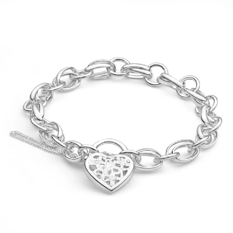 Sterling Silver Fancy Link 19cm Bracelet