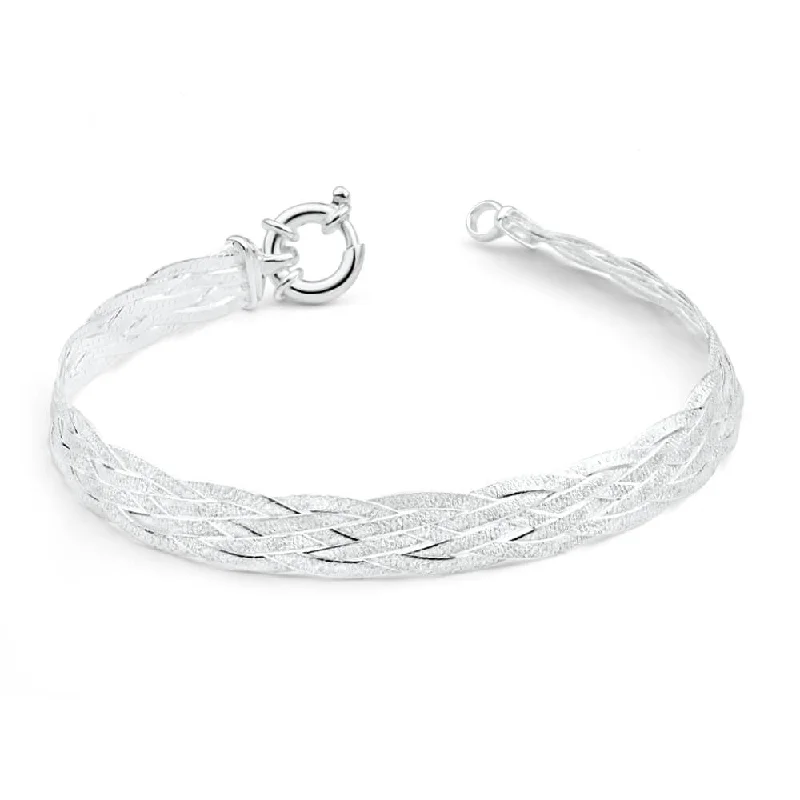 Sterling Silver Fancy Plaited Boltring Bracelet