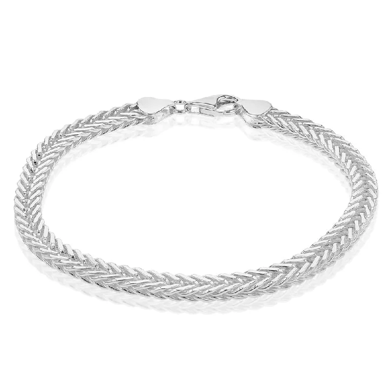 Sterling Silver Fox Tail Flat 21cm Bracelet