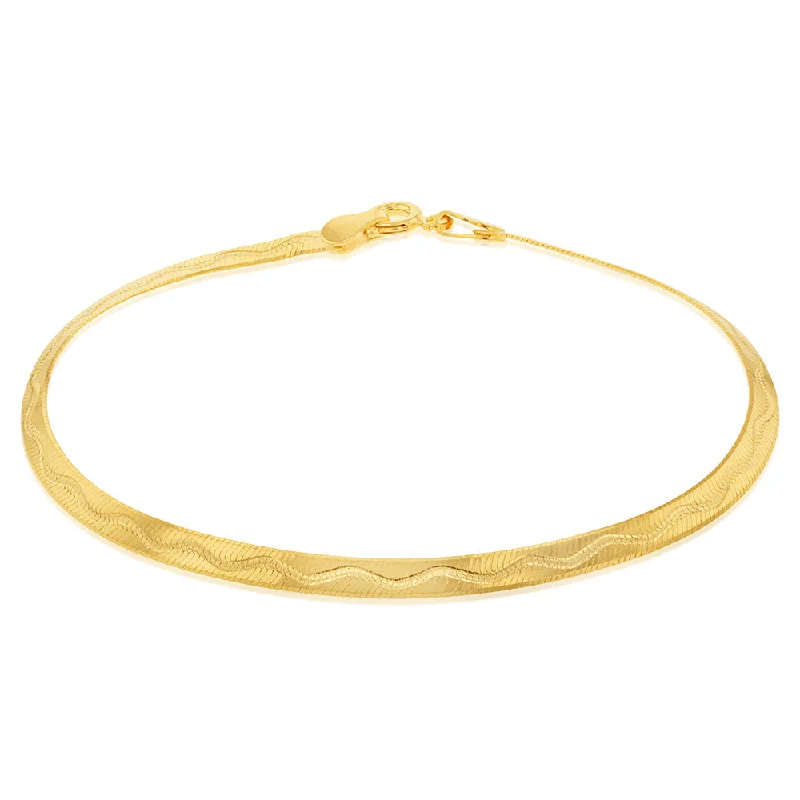 Sterling Silver Gold Plated 4mm Herringbone 19cm Bracelet