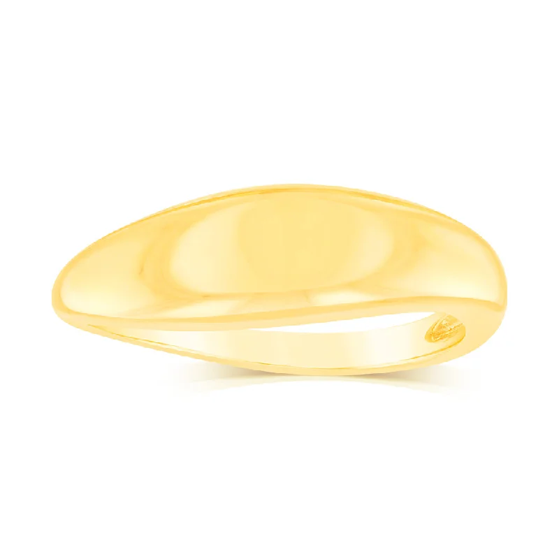 Sterling Silver Gold Plated Curved Dome Polished Ring