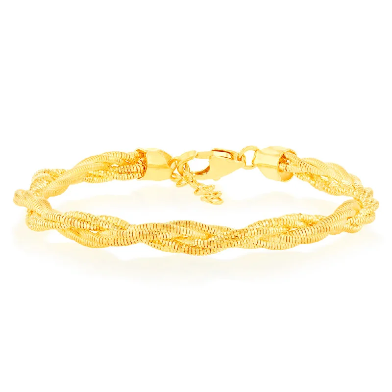 Sterling Silver Gold Plated Fancy Memory Omega 17+2cm Bracelet