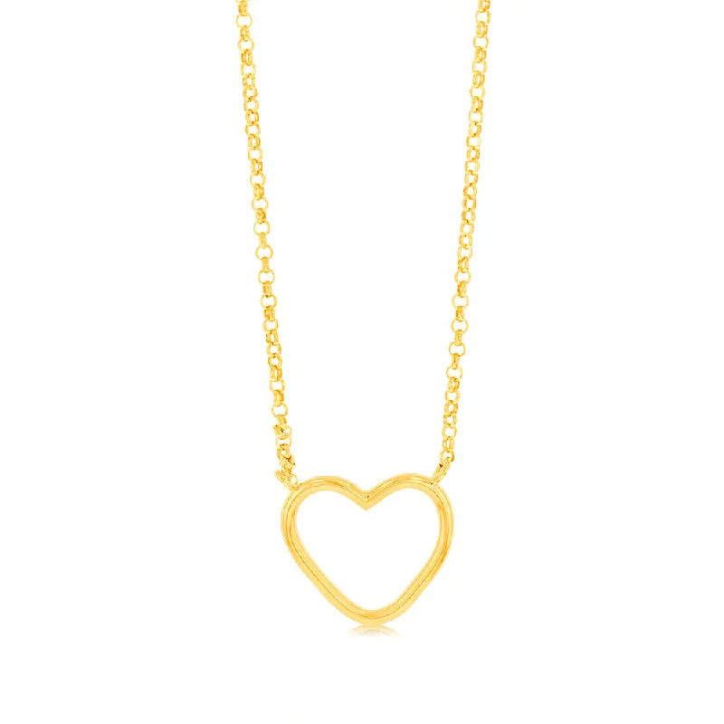 Sterling Silver Gold-Plated Open-Heart Pendant On Chain