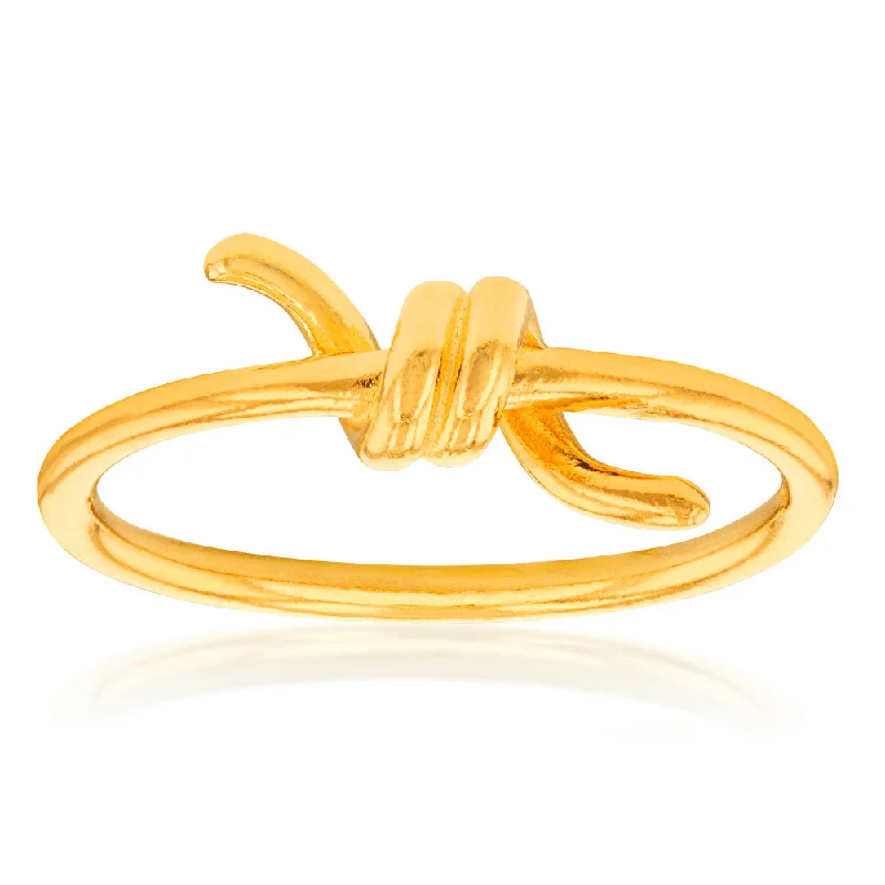 Sterling Silver Gold Plated Plain Ring With Knot