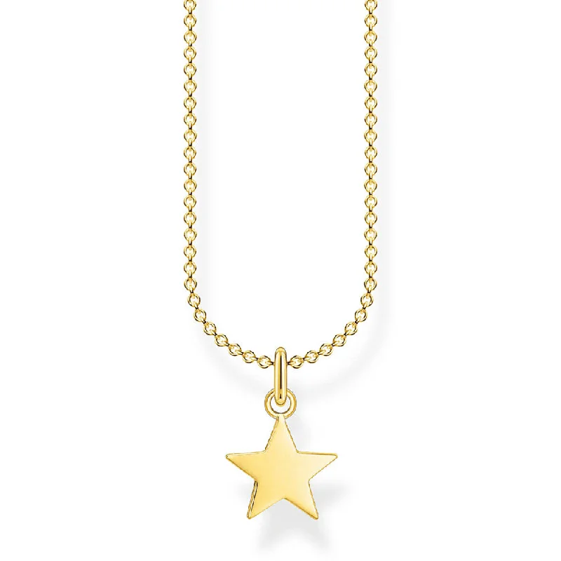 Sterling Silver Gold Plated Thomas Sabo Charm Club Star Necklace 38-45cm