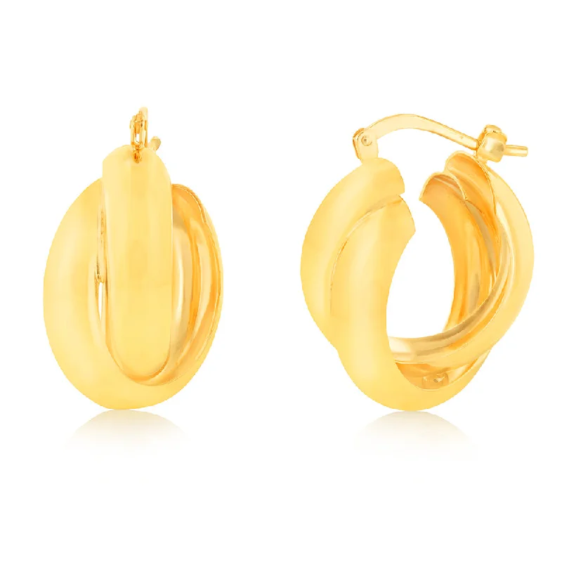 Sterling Silver Gold Plated Twisted Twin Hoop Earrings