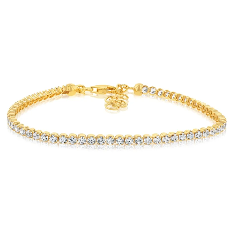 Sterling Silver Gold Plated Zirconia Tennis 19cm Bracelet