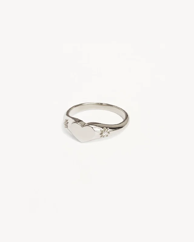 Sterling Silver Heart Signet Ring