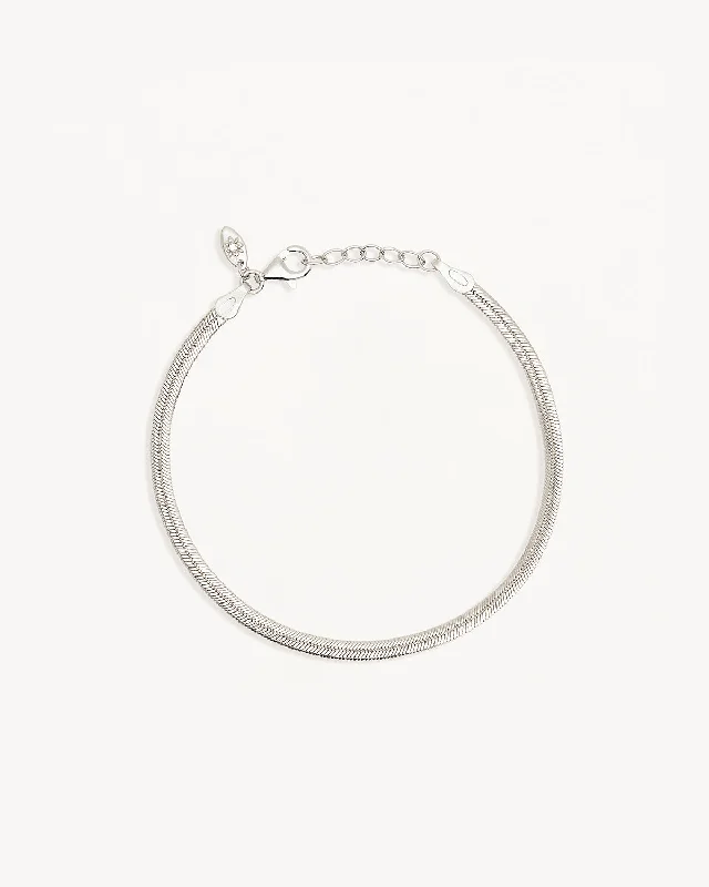 Sterling Silver Herringbone Chain Bracelet