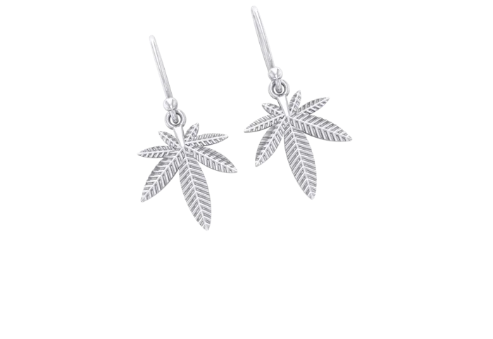 Sterling Silver Leaf Hook Drop Earrings