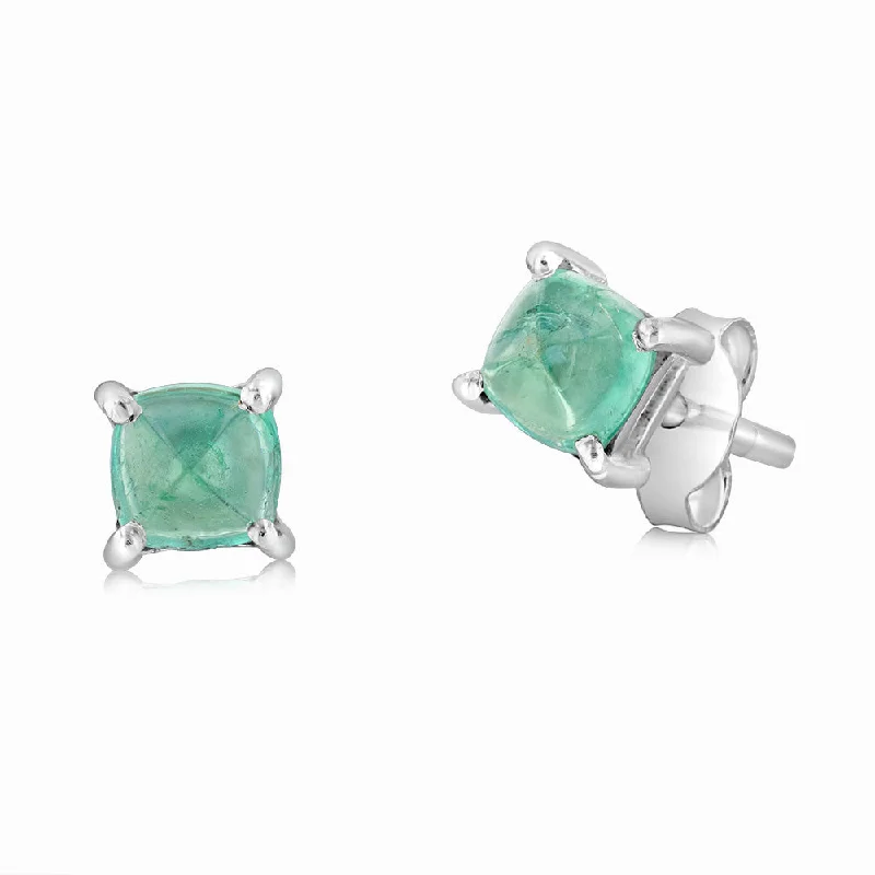 Sterling Silver Natural Green Onyx 5mm Stud Earrings