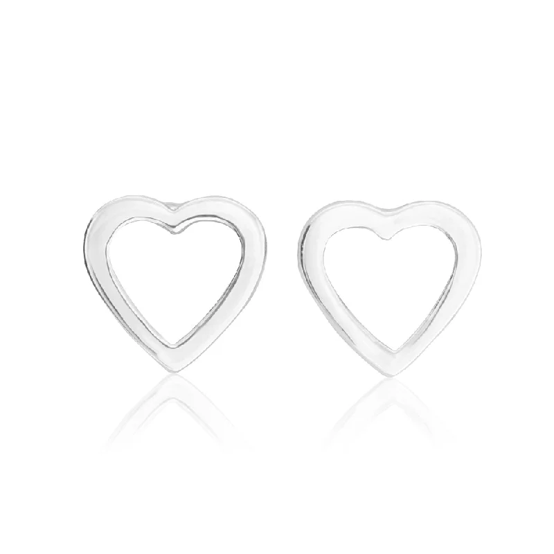 Sterling Silver Open Heart Stud Earrings