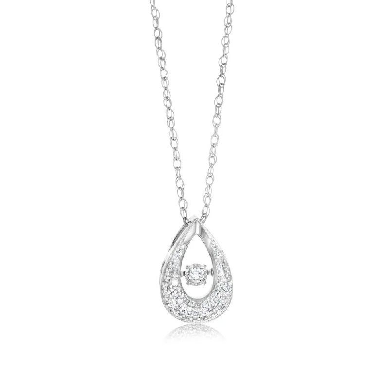 Sterling Silver Pear Shaped Pendant in 1/5 Carat Natural Diamonds