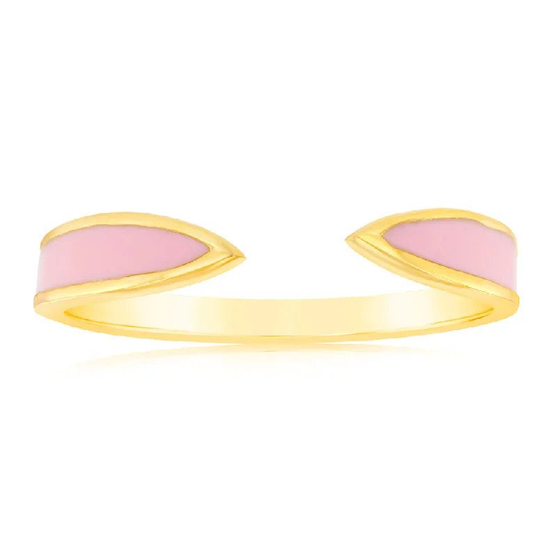 Sterling Silver Pink Enamel Open Ring