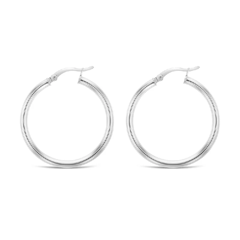 Sterling Silver Plain 30mm Hoop Earrings