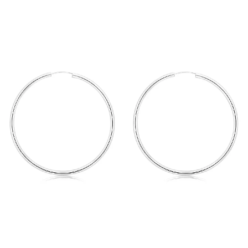 Sterling Silver Plain 40mm Sleeper Earrings