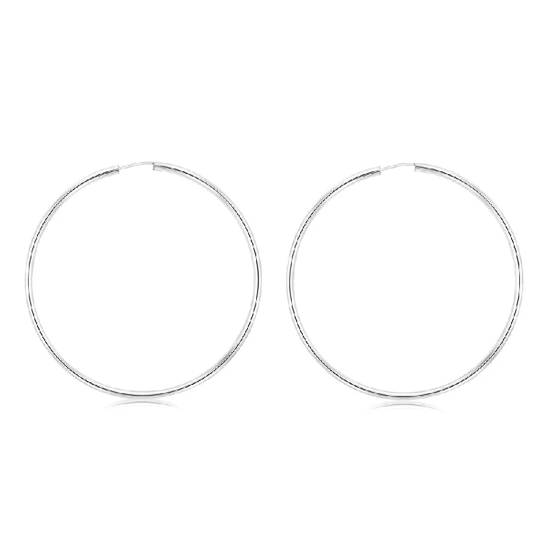 Sterling Silver Plain 50mm Sleeper Earrings