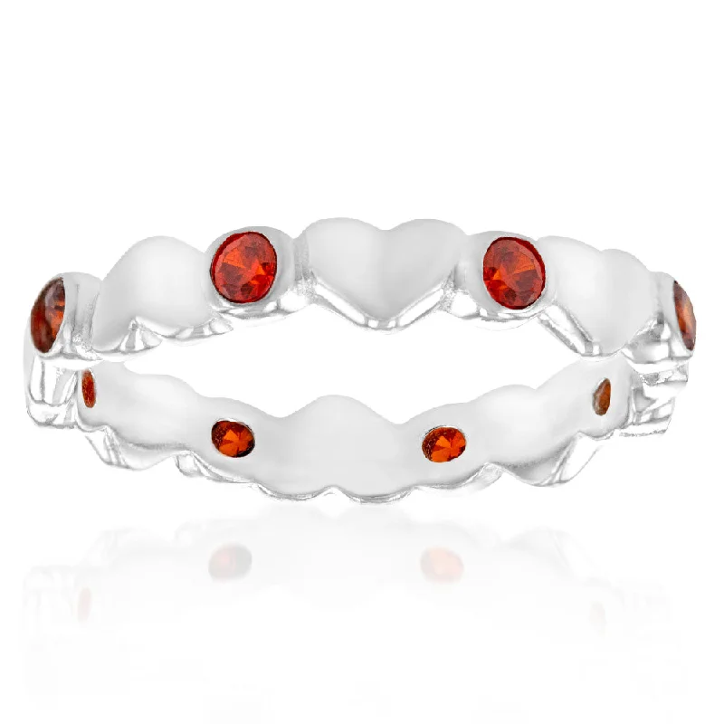 Sterling Silver Red Cubic Zirconia Heart Toe Ring