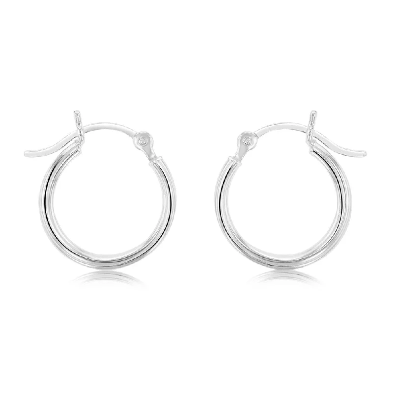 Sterling Silver Ribbed 12mm Hoop Earrings