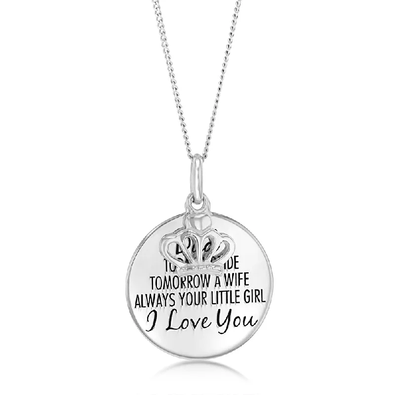 Sterling Silver Round Engraved Dad Litle Girl Pendant