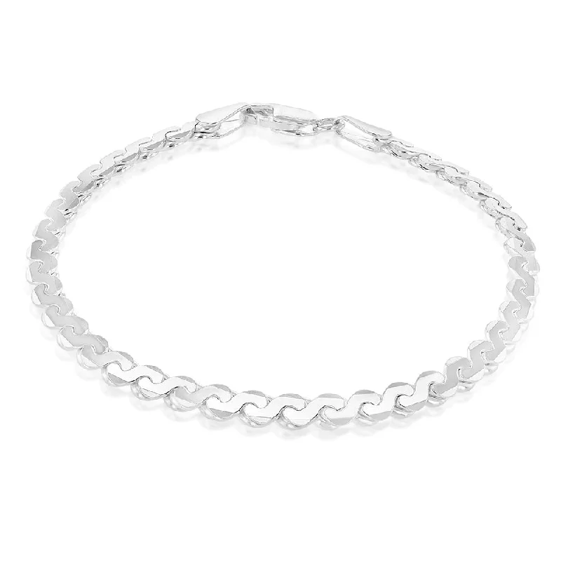 Sterling Silver Serpentine 150 Gauge 19cm Bracelet