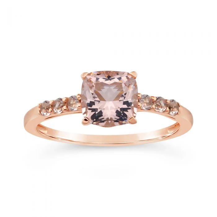 Sterling Silver Simulated Morganite and Zirconia Ring