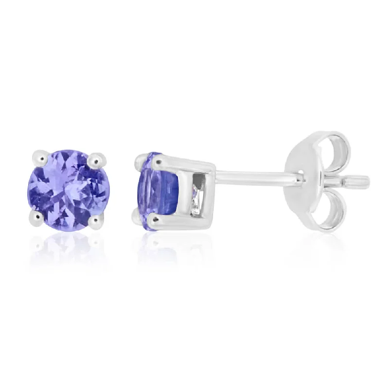 Sterling Silver Tanzanite Stud Earrings