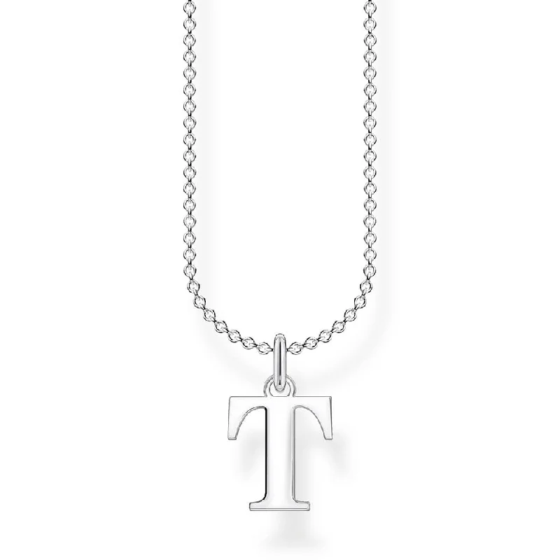 Sterling Silver Thomas Sabo Charm Club Initial T Necklace 38-45cm