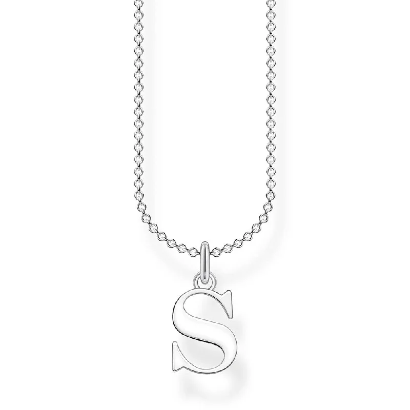 Sterling Silver Thomas Sabo Charm Club "S" Initial Necklace 38-45cm