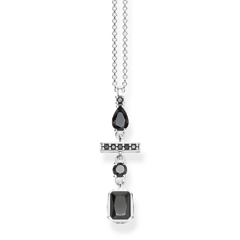 Sterling Silver Thomas Sabo Magic Black Zirconia Deco Pendant with Chain