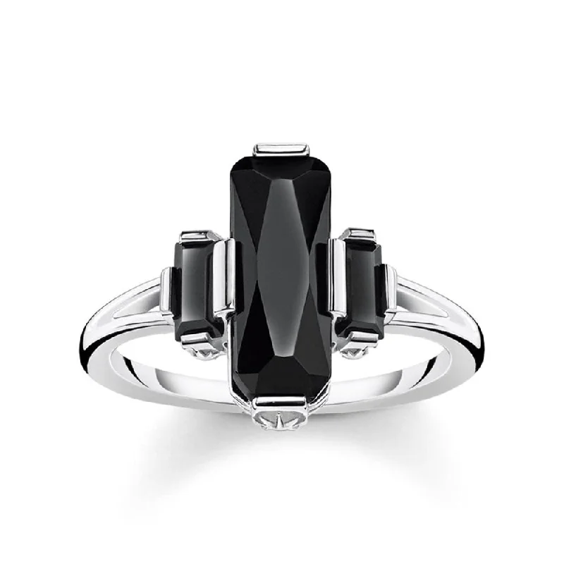 Sterling Silver Thomas Sabo Magic Stones Black Zirconia Baguette Ring