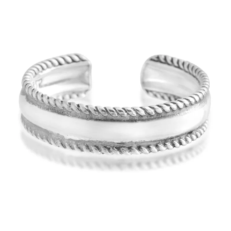 Sterling Silver Toe Ring Millgrain Oxidised