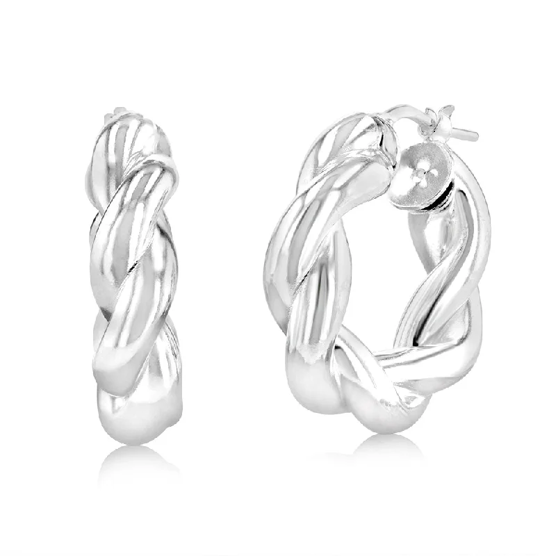 Sterling Silver Twisted Chunky 12mm Hoop Earrings