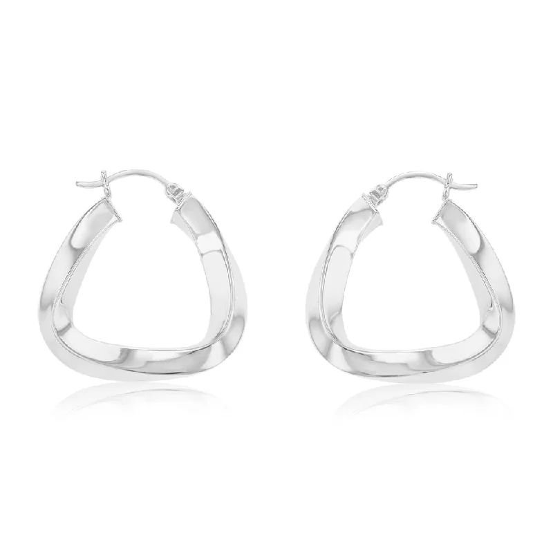 Sterling Silver Twisted Polished Triangle Hoop Earrings