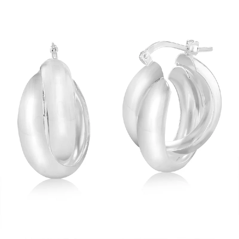 Sterling Silver Twisted Twin Hoop Earrings