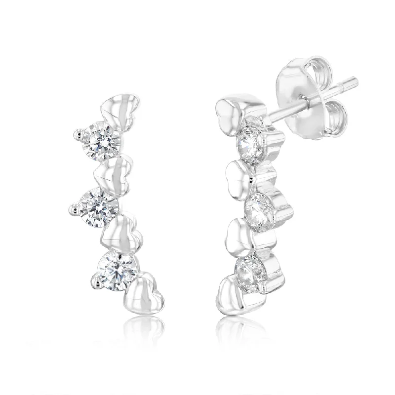 Sterling Silver White Zirconia Drop Earrings