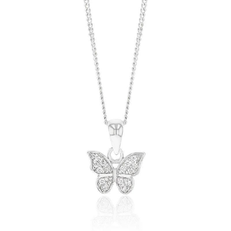 Sterling Silver Zirconia Butterfly Pendant