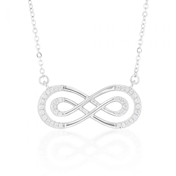 Sterling Silver Zirconia Fancy Infinity Pendant