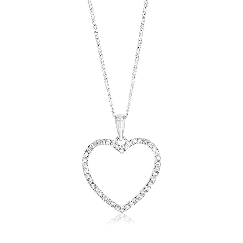 Sterling Silver Zirconia Open Heart Pendant