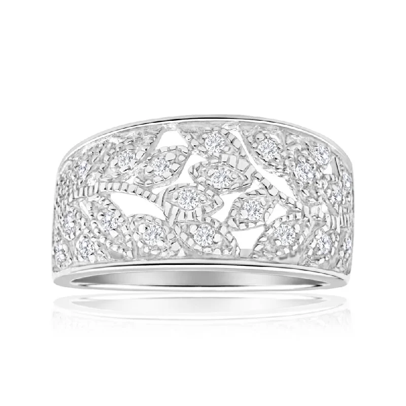 Sterling Silver Zirconia Pattern Ring