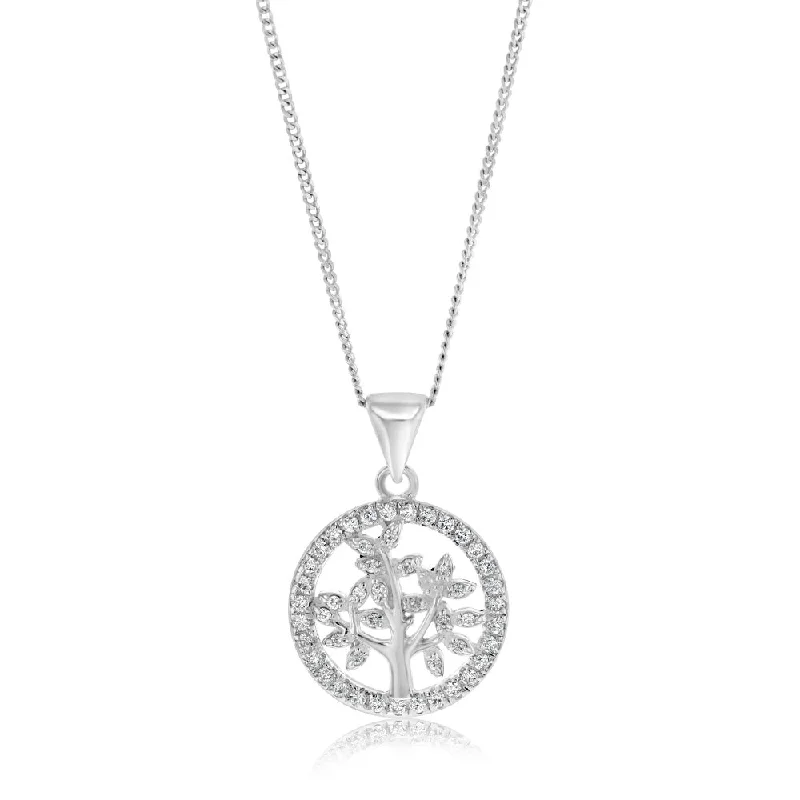 Sterling Silver Zirconia Tree Of Life Pendant