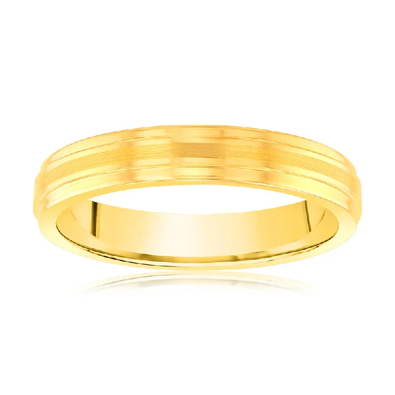 Striped Gold Polished 4.2mm Tungsten Ring