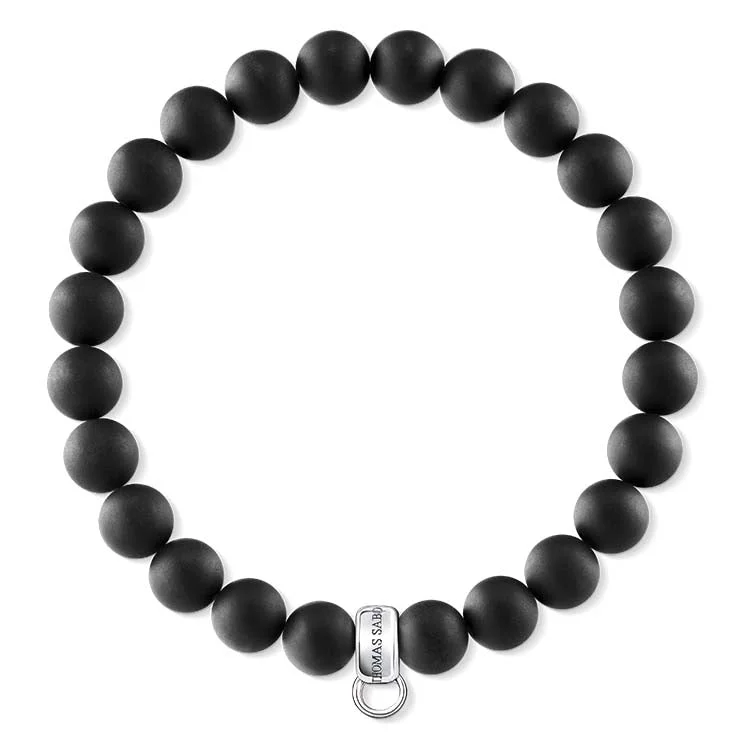 Thomas Sabo Charm Club Sterling Silver Obsidian Matt 16.5cm Bracelet