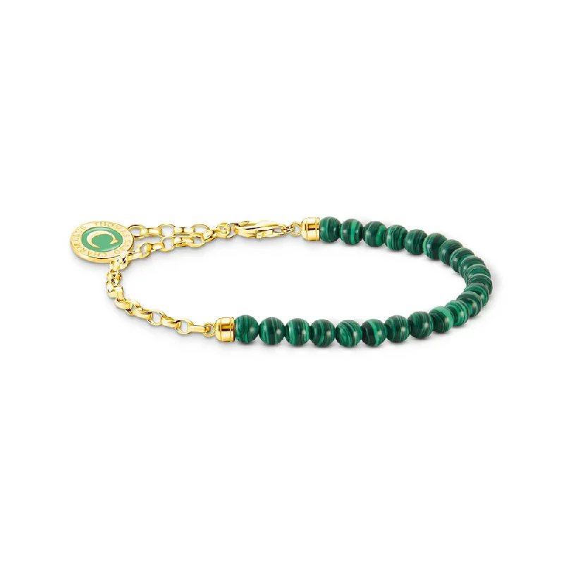 Thomas Sabo Gold Plated Sterling Silver Charmista Malachite 17cm Charm Bracelet