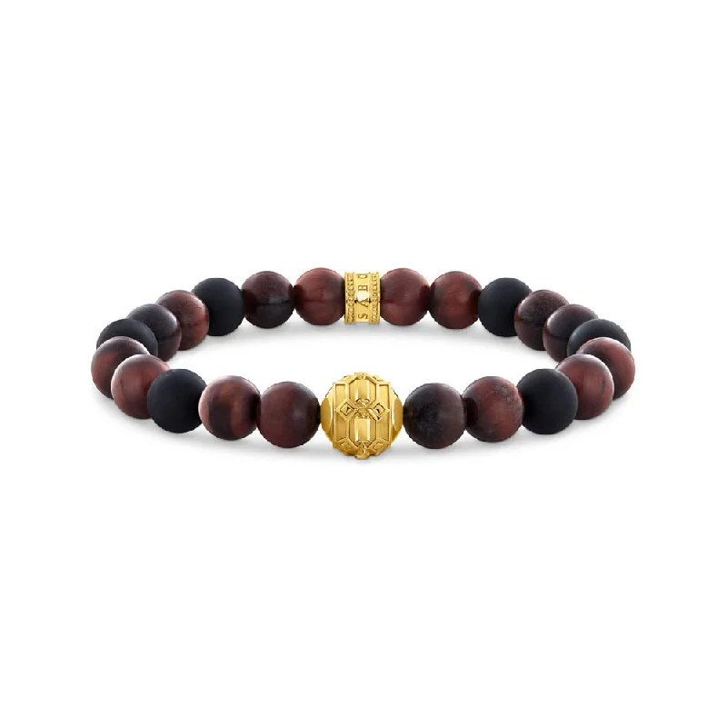 Thomas Sabo Gold Plated Sterling Silver Crocodile Rock Tiger Eye 17cm Bracelet