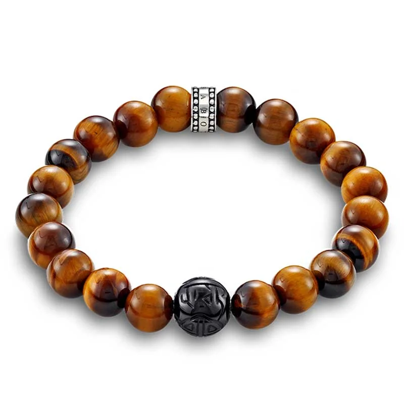 Thomas Sabo Rebel Sterling Silver Tiger Eye Bead 17.5cm Bracelet