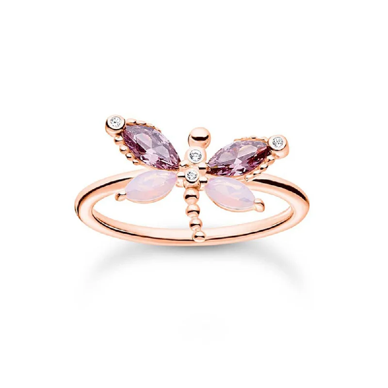 Thomas Sabo Rose Gold Plated Sterling Silver Dragonfly Ring