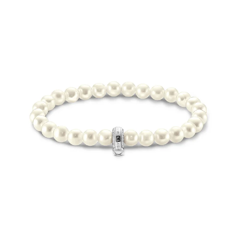 Thomas Sabo Sterling Silver Charm Club Fresh Water Pearl 17.5cm Bracelet